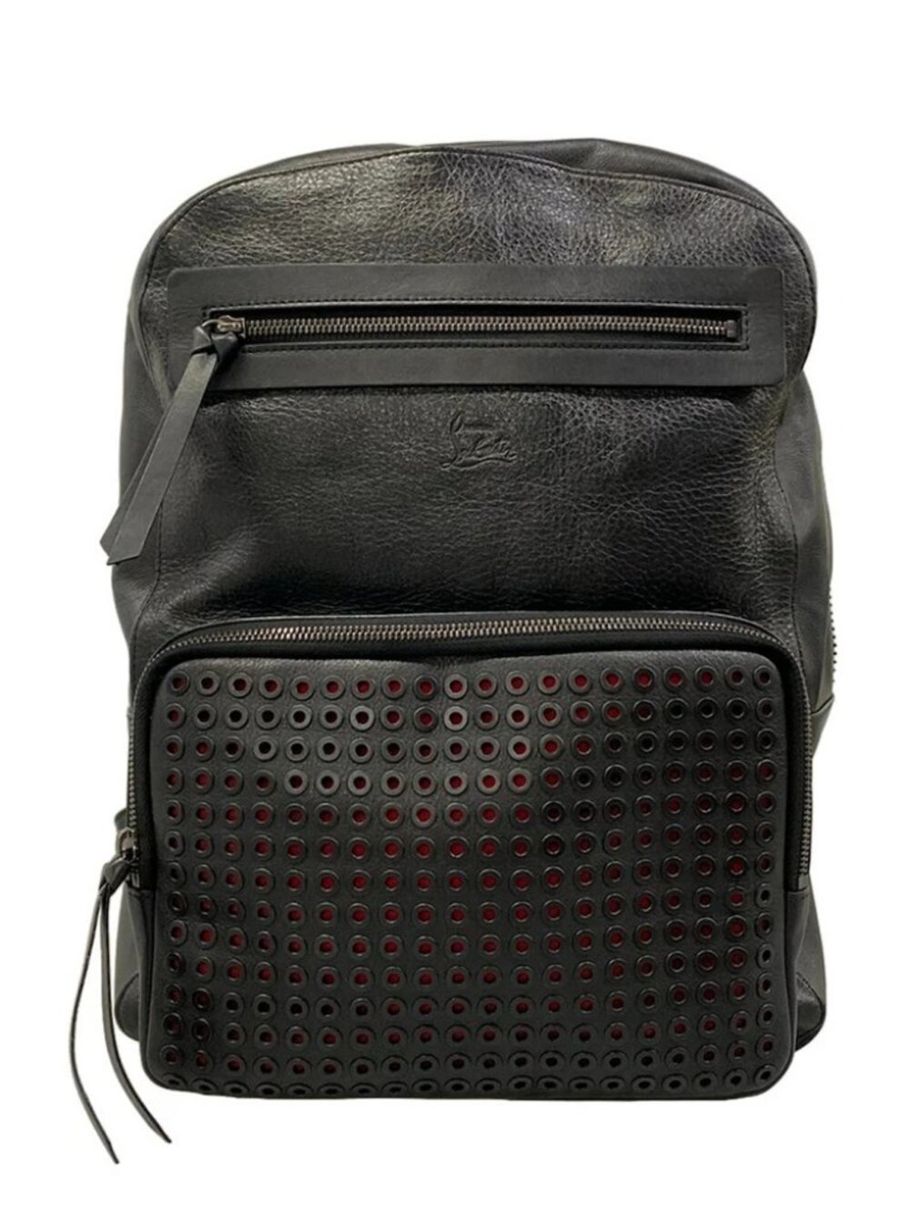 CHRISTIAN LOUBOUTIN Ariocha. Black Red Leather Backpack